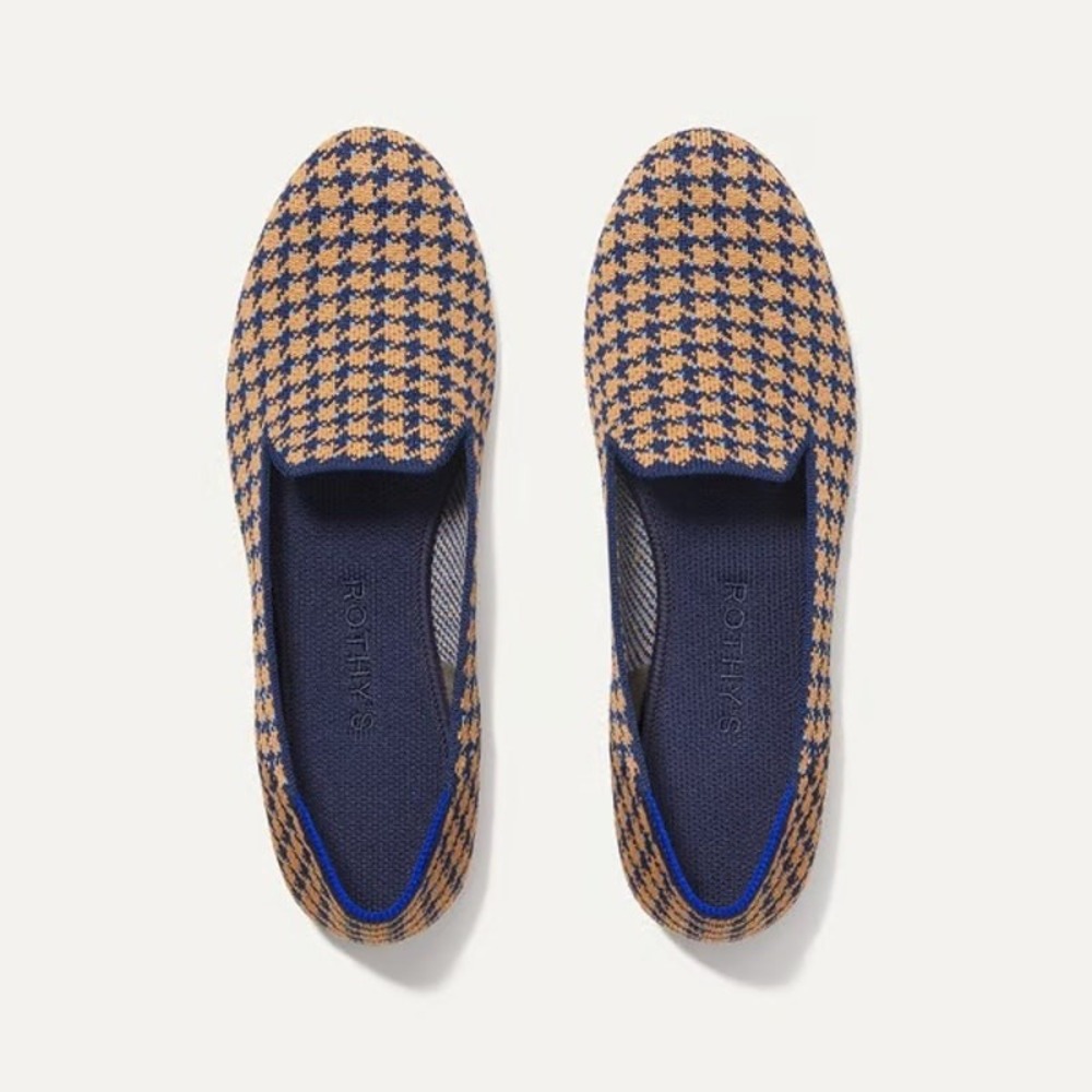 Rothy's The Loafer Sapphire And Camel Houndstooth Size 10.5 OG Limited Edition
